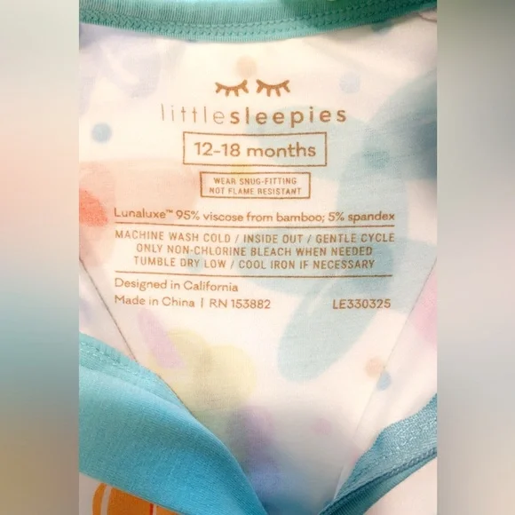 Little Sleepies Zippy 12–18M Balloon Animal Bamboo Pajama - Picture 4 of 4